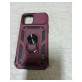 Janmitta Case for iPhone 12 & 12 Pro Phone Cover Built in Slide Camera Lens Cover+Screen Protector,Heavy Duty Shockproof Full Body PhoneCase with Finger Ring Holder Kickstand,Wine Red