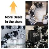 Bezente Black Silver Confetti Latex Balloons,60pcs 12 inch Black White Silver Metallic Chrome and Confetti Balloons for New Year Birthday Baby Shower Wedding Theme Party Decoration