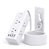 One Beat 10Ft Extension Cord with Multiple Outlets,Flat Plug Power Strip Surge Protector with 10 Ft Long Cord,6 Outlet 4 USB Ports (2USB C),Multi Outlet Wall Plug for Travel,College,Dorm Essentials