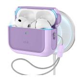 ESR for AirPods Pro 3 Case, Compatible with AirPods Pro 3rd Generation Case (2025), Compatible with MagSafe, Full Drop Protection Cover with Lanyard, Purple