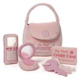Baby GUND Play Soft Collection, My First Purse 5-Piece Plush Playset with Rattle, Mirror and Crinkle Plush Toys, Sensory Toy for Babies and Newborns, 8