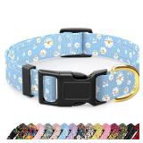 TMOODEL Reflective Dog Collar for Small Dogs, Cute Daisy Theme Adjustable Heavy-Duty Nylon Puppy Collar for Boy and Girl Female, Soft Pet Accessories with Quick Release Buckle, Neck 10-16", Blue