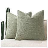 MIULEE 20x20 Inch Decorative Pillow Covers for Couch Bed Set of 2 Textured Boucle Neutral Spring Throw Pillow Covers Sage Green Accent Solid Pillowcases Sofa Living Room Home Decor