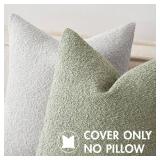 MIULEE 20x20 Inch Decorative Pillow Covers for Couch Bed Set of 2 Textured Boucle Neutral Spring Throw Pillow Covers Sage Green Accent Solid Pillowcases Sofa Living Room Home Decor