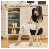 LGENHOOM Cotton Knitted Ottoman Round Vanity Stool Modern Footstool Ottoman Footrest with Non-Skid Wood Legs for Living Room Bedroom Black Missing Legs