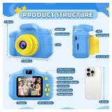 Desuccus Kids Camera Toys Christmas Birthday Gifts for Boys and Girls Kids Toys 3 4 5 6 7 8 9 Year Old HD Digital Video Camera for Toddler with 32GB SD Card (Blue)