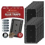LULUCATCH Mouse & Insect Traps 12 Pack, Heavier Sticky Traps with Non-Toxic Glue for Small Mice & Insects. Sticky Mouse Traps Indoor, Easy to Set, Pet Safe Pest Control