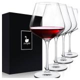 Swanfort Crystal Red Wine Glasses Set of 4 16 oz Elegant Long Stem Wine Glasses in Gift Box, Premium Glassware for Wedding, Anniversary, Birthday Gifts