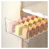 Miaocona Underwear Organizer Drawer for Closet, 18 Cells Under Shelf Basket with Detachable Divider, Closet Organizer and Storage Box for Bras, Socks, Ties, Belts (Hanging Style, White, 1 Pcs)