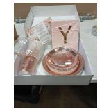 Rose Gold Party Supply Set with Crown Cups