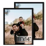11x14 Picture Frame Set of 2,Display Pictures 11"x14",Black Photo Frame with Shatter Resistant Plexiglass,Picture Frames 11x14 Tabletop and Wall Mount,Poster Frame for Display Certificate Document