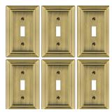 Dyekou Metal Wall Plate for Electrical Outlets, Decorative Antique Brass Switch Plates Outlet Cover, Light Switch Cover Plate, 1-Gang Wall Plates (Single Toggle, 6 Pack)