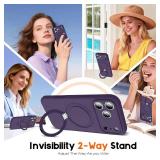 SKYLMW Compatible with iPhone 17 Pro Max Case with Magnetic Invisible Stand Compatible with Mag-Safe Military Drop Tested Shockproof Silicone iPhone 17 Pro Max Phone Cases for Women Men 6.9" Purple