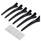 Owmoer Professional Hair Clips For Styling,With Anti Slip Teeth Duck Billed Hair Clip,6pcs Upgraded Non deformable professional hair clips For Salons Men And Women Long Hair,Black 4.7Inch Long