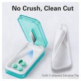 Bug Hull Pill Cutter with Removable Silicone Liner, Pill Splitter with Stainless Steel Blade, Pills Cutters Splitter for Small and Tiny Tablets, Splitters for Small or Large Pills Professional-Green