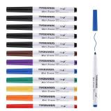 TWOHANDS Wet erase Markers Fine Tip,Glass Whiteboard Markers,8 Colors,Acrylic Calendar Planning Board,Windows,Mirror,12 Count,19707