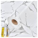 Drawer and Shelf Liner for Kitchen Cabinet: 12 in X 20 Ft Non Slip Waterproof Shelf Paper Non Adhesive Refrigerator Liners Silver Marble Easy Liners for Bathroom with Knife Tape Measure