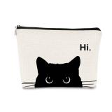 BARPERY Cute Cat Makeup Bag, Kitty Cosmetic Zipper Travel Toiletry Bag, Black Cat Gifts for Women & Teen Girls