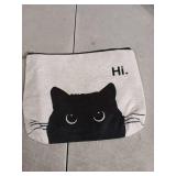 BARPERY Cute Cat Makeup Bag, Kitty Cosmetic Zipper Travel Toiletry Bag, Black Cat Gifts for Women & Teen Girls