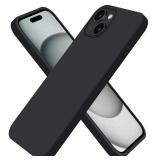 BUYDOT for iPhone 15 Case Liquid Silicone Slim Shockproof Protective Cover 6.1 Inch Anti-Scratch Drop Protection,Black