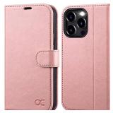 OCASE Compatible with iPhone 15 Pro Max Case Wallet Case, PU Leather Flip Folio Case with Card Holders RFID Blocking Kickstand Shockproof Phone Cover 6.1 Inch 2023, Pink