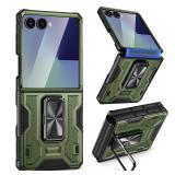 VEGO Case for Samsung Galaxy Z Flip 7 with Built-in Screen Protector & Hinge Protection[Anti-Scratch][360Â°Rotating Stand] Full Body Drop Proof Protective Phone Case for Galaxy Flip 7(Not for FE)-Gr