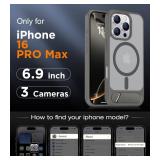 Temdan Magnetic Compatible with iPhone 16 Pro Max Case, [Built-in Invisible Kickstand][Compatible with MagSafe] [Military Grade Shockproof] Slim Translucent Matte Phone Case for iPhone 16 Pro Max 6.9"