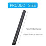 Niubid 10 Pack 1/2 Inches x 10 Inches Black Malleable Steel Nipples Fitting, DIY Steampunk Industrial Vintage Style.