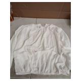 Dokotoo Womens Juniors Spring Fall Tops and Blouses for Women 2026 Summer Trendy T-Shirts Padded Shoulder Long Sleeve Tunic Tops Loose Work Business Dressy Tee Shirts White Medium