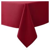 Biscaynebay Textured Fabric Christmas Tablecloths 60x108 Inches Rectangular, Red Water Resistant Spill Proof Tablecloths for Dining, Kitchen, Wedding and Parties, Machine Washable
