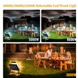 100W Led Work Light, 3000K/5000K/6500K Selectable Work Light, 10000LM Portable Work Lights with 16.4FT Cord, IP66 Waterproof for Outdoor Indoor Job Site Workshop Flood Lights, Gifts for Him