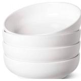 LE TAUCI Pasta Bowls 32 oz, Salad Bowls Set for Serving Soup, Pasta, Noodle, Dinner, Large Kitchen Bowl Plates, Microwave Safe - 7.8 Inch, Set of 4, White
