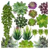 Anoak Artificial Succulent Plants - 16 Pcs Set Faux Succulents Unpotted Fake Succulent Plants, Premium Crafting DIY Floral Decor for Home Garden Office Party (High Realistic)