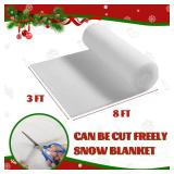 Breeker 1pc 3ft x8 ft Snow Blanket for Christmas Village Thick Faux Snow Rug Set for Tree Base, Winter Wonderland Decor, Holiday Display & Home Decor (White, 1cm Plush)