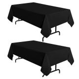 sancua 2 Pack Black Tablecloth 60 x 120 Inch, Rectangle 8 Feet Table Cloth - Stain and Wrinkle Resistant Washable Polyester Table Cover for Dining Tables, Buffet Parties and Camping