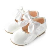 Ohlover Baby Girls Wedding Flat Ribbon Bow Shoes Princess Dress Mary Jane (6 Toddler, White)
