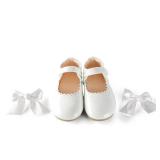 Ohlover Baby Girls Wedding Flat Ribbon Bow Shoes Princess Dress Mary Jane (6 Toddler, White)
