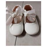 Ohlover Baby Girls Wedding Flat Ribbon Bow Shoes Princess Dress Mary Jane (6 Toddler, White)