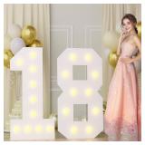 4FT 18 Marquee Numbers, Big 18 Light Up Numbers for 18th Birthday Decorations Warm Light 18 Year Old Birthday Decorations for Anniversary Party Decor