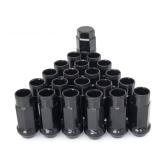 SOROPARTS Lug Nuts M12x1.5 48mm Open End Wheel Nuts,Taper Acorn Seat, Forged Locknut Racing Nut 20 Set 2 Pieces Total 22 Pieces and 1 Nut Socket Key (Black, M12 x P1.5)