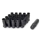 SOROPARTS Lug Nuts M12x1.5 48mm Open End Wheel Nuts,Taper Acorn Seat, Forged Locknut Racing Nut 20 Set 2 Pieces Total 22 Pieces and 1 Nut Socket Key (Black, M12 x P1.5)