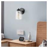 KENMI, 1-Light Bathroom Black Vanity Light Matte Black Wall Sconce Vintage with Clear Glass Shade, Hallway Light Fixture Sconces Wall Lighting