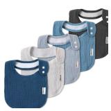 Muslin Bibs for Baby Boys Girls,Organic Muslin Baby Bib for Drooling and Teething,Soft Bandana Drool Bibs 5 Pack
