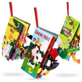 beiens Baby Books Toys, Touch and Feel Cloth Crinkle Soft Books, Toys for 0-3-6-12-18 Months Infant Newborn Baby Boy Girl Shower Gifts Set, Sensory Learning Stroller Toys (3PCS)