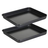 11 Inch Baking Sheets Pan Nonstick Set of 2, Walooza 1-inch Deep Baking Trays, 11X9 Inch Cookie Sheet Replacement Toaster Oven Tray, Non Toxic & Heavy Duty & Easy Clean