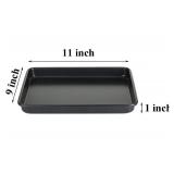 11 Inch Baking Sheets Pan Nonstick Set of 2, Walooza 1-inch Deep Baking Trays, 11X9 Inch Cookie Sheet Replacement Toaster Oven Tray, Non Toxic & Heavy Duty & Easy Clean