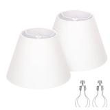 Small Lamp Shades Set of 2, 5.5" Top x 10" Bottom x 6.6" High, Small White Lamp Shades for Table Lamps, Fabric Lampshade Replacement for Bedside Lamp, Wall Sconces, Spider, Clip on Adapters Included