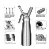 Professional Aluminum Whipped Cream Dispenser Cream Maker 500mL (1 Pint) for Desserts Gourmet Cream Whipper with 3 Decorating Nozzles- N2O Chargers (Not Included)