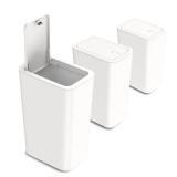 N. NETDOT 3 Pack 10L / 2.6 Gallon Small Trash Can with Lid, Bathroom Garbage Can with Pop-Up Lid, Waste Basket for Bathroom, Kitchen, Bedroom, Powder Room, Craft Room, Office, College (Off White)