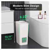 N. NETDOT 3 Pack 10L / 2.6 Gallon Small Trash Can with Lid, Bathroom Garbage Can with Pop-Up Lid, Waste Basket for Bathroom, Kitchen, Bedroom, Powder Room, Craft Room, Office, College (Off White)